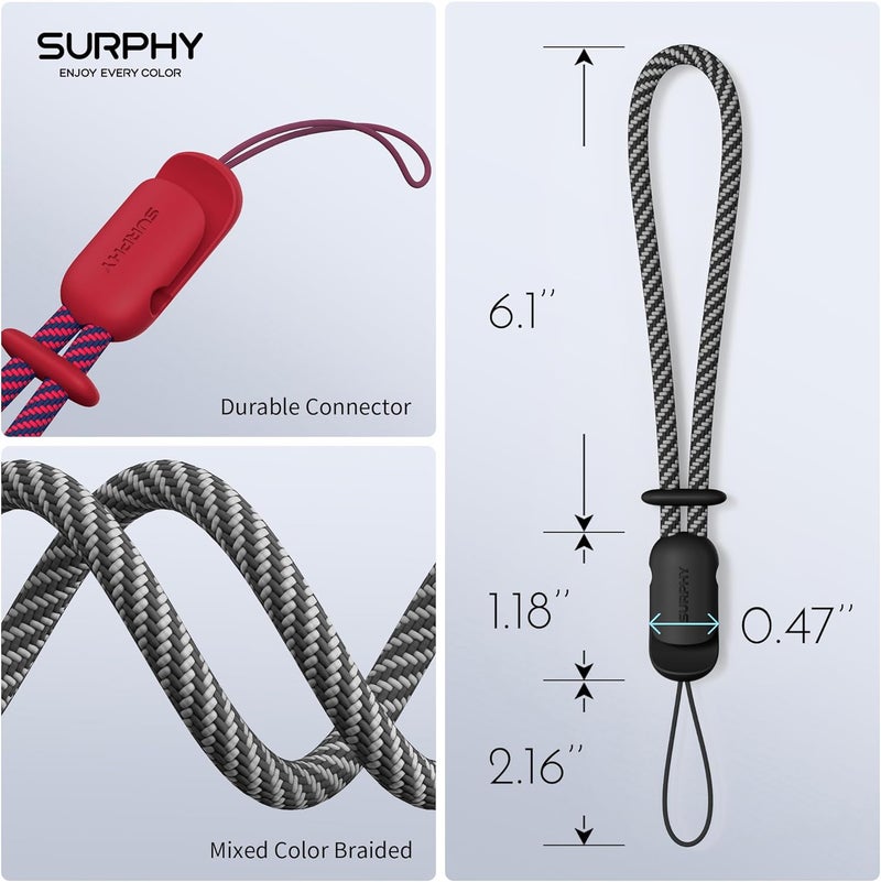 SURPHY 3 Pack Phone Wrist Strap with CellPhone Tether Tab, Cellphone Lanyard, Phone Strap with 2-Color Braided, Wrist Lanyard - Image 3